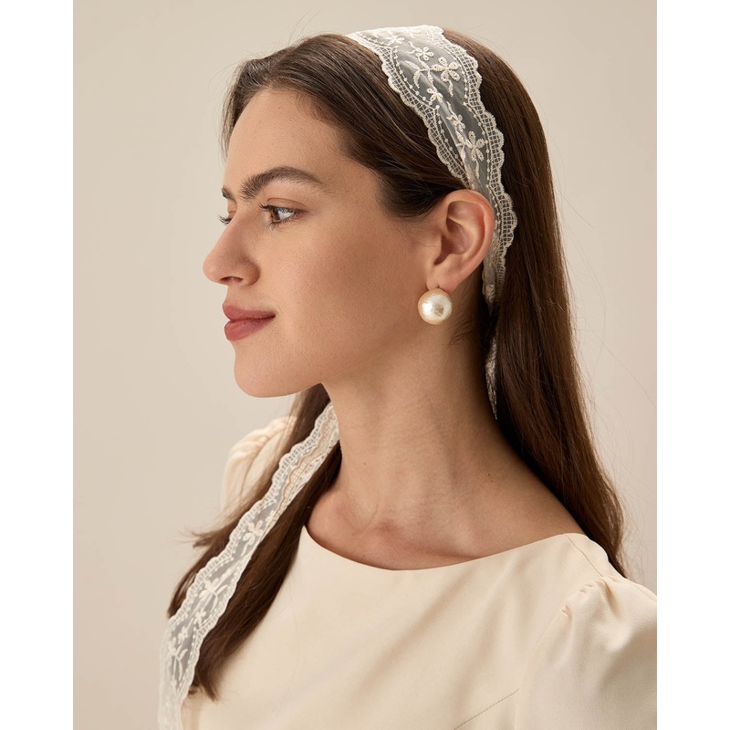 Beige Lace Hair Belt