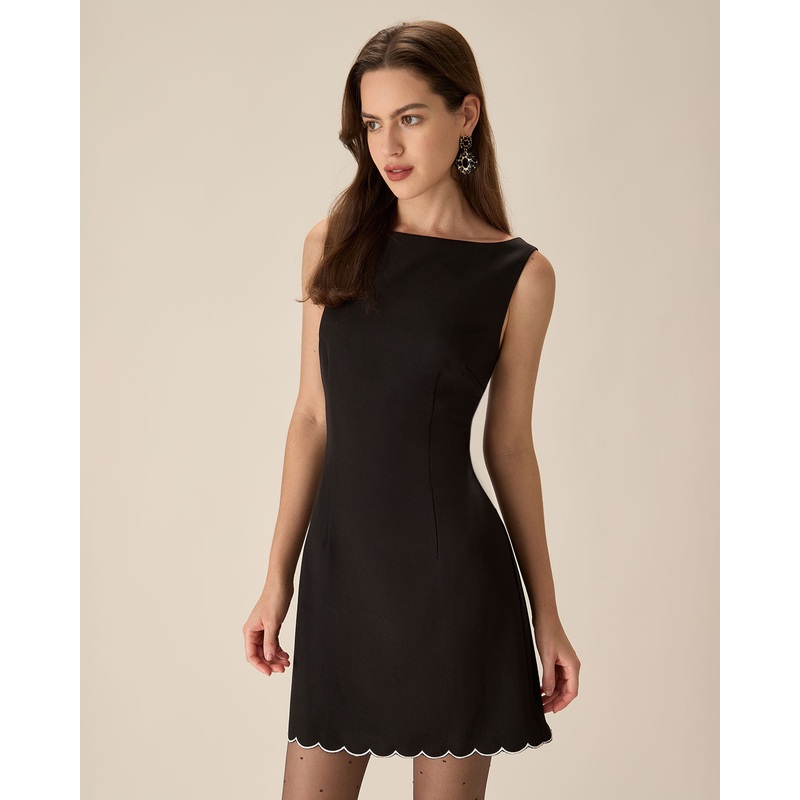 Black Contrasting Sleeveless Mini Dress