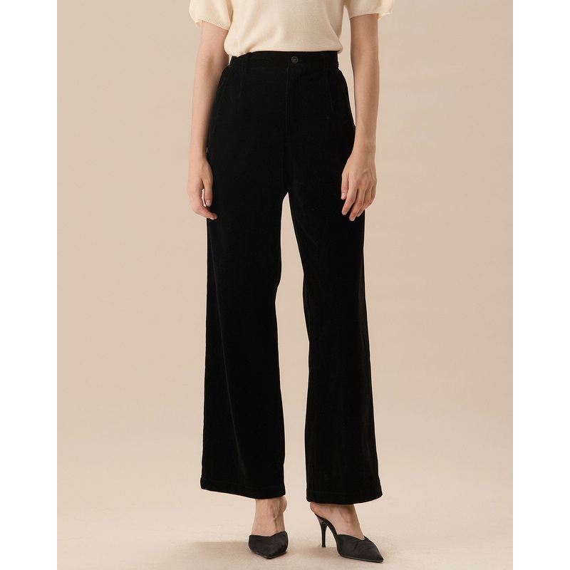 Black High Waisted Pleated Wide Leg Pants