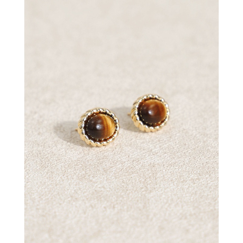 Brown Gold-Plated Earrings