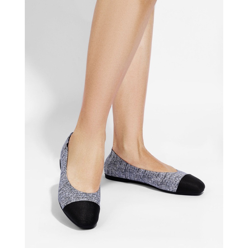 Enfiis Black Twill Jacquard Ballet Flats