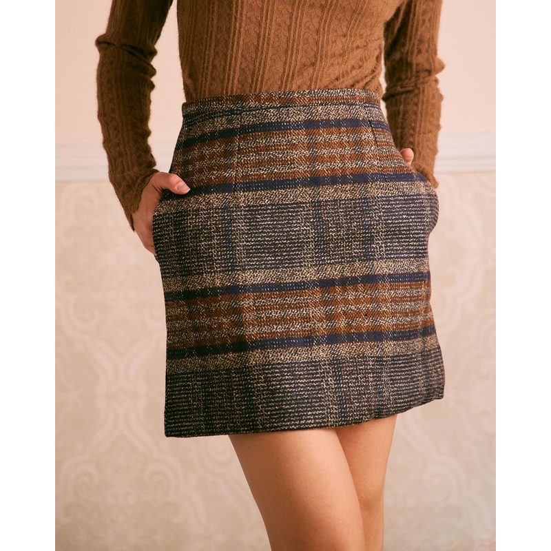 The Brown Natural Waisted Striped Mini Skirt