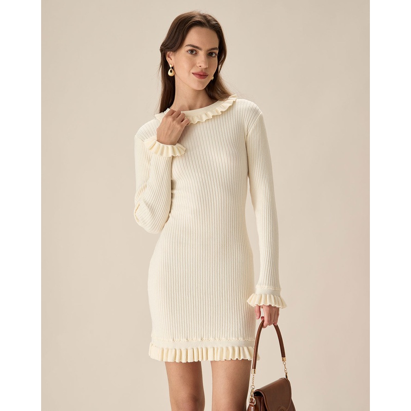 White Bodycon Sweater Mini Dress