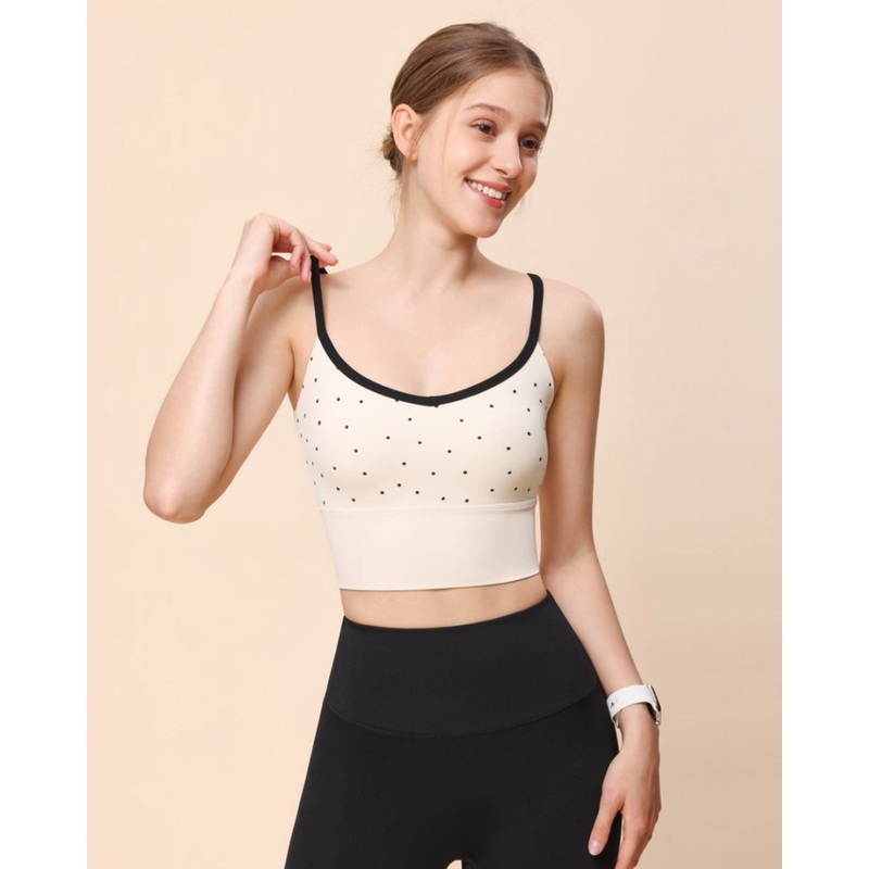 Beige V Neck Yoga Camis – Light Support