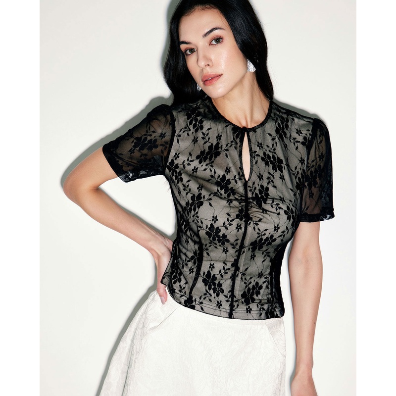 Black Lace Slim Tee