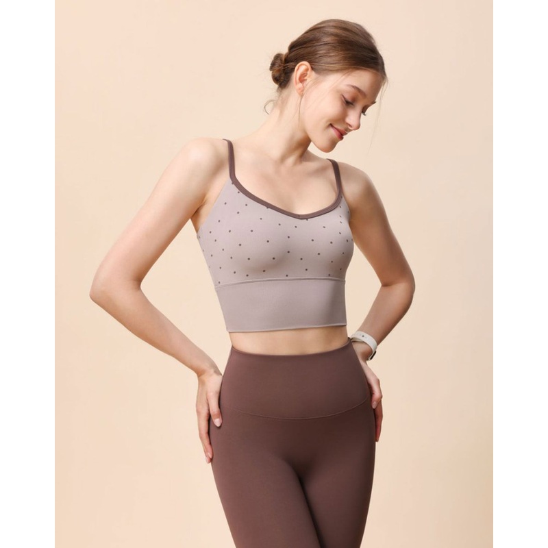 Coffee V Neck Yoga Camis  – Light Support