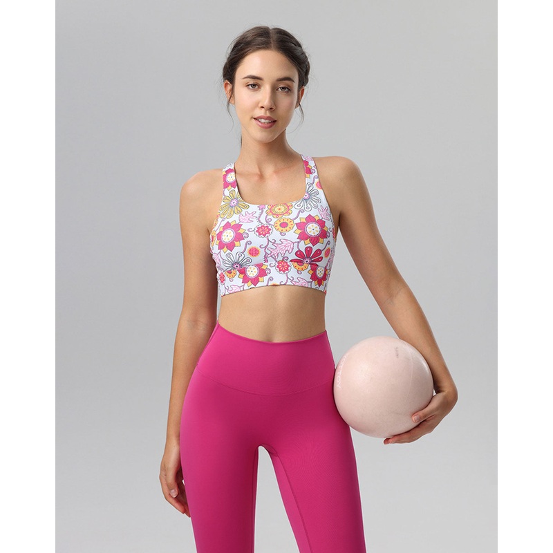 Pink Floral Cutout Tank Top – Medium Support