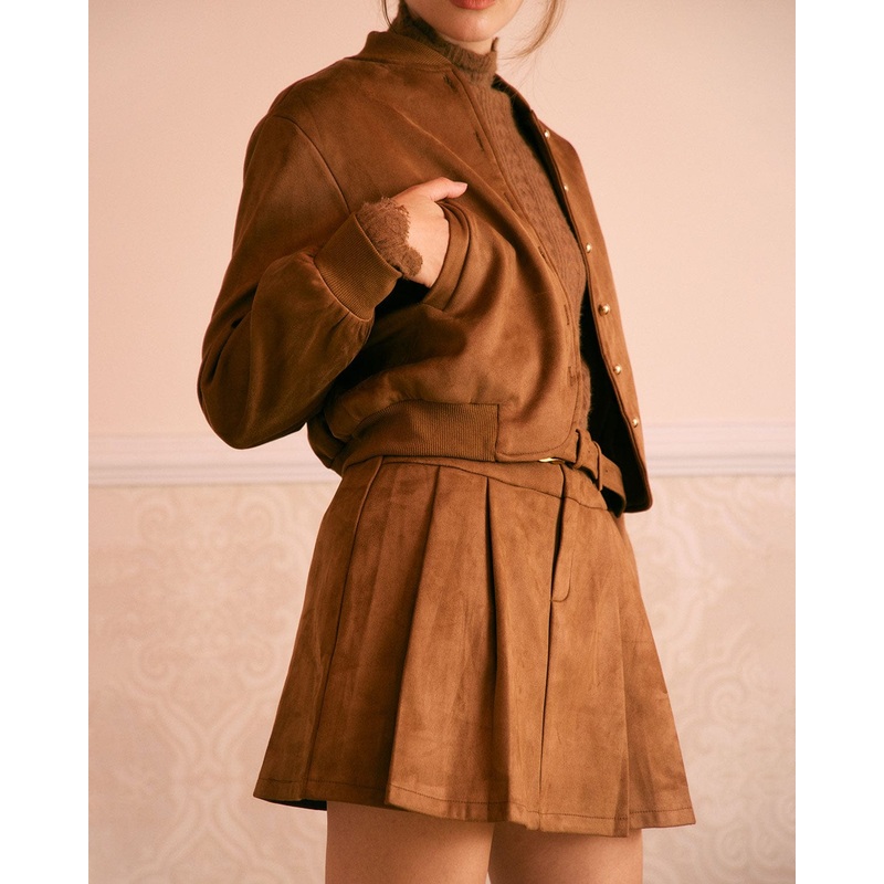 The Brown High Waisted Suede Mini Skirt