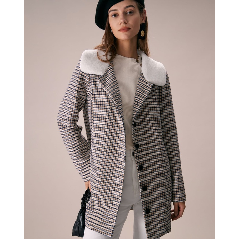 The Khaki Lapel Single Breasted Plaid Blazer