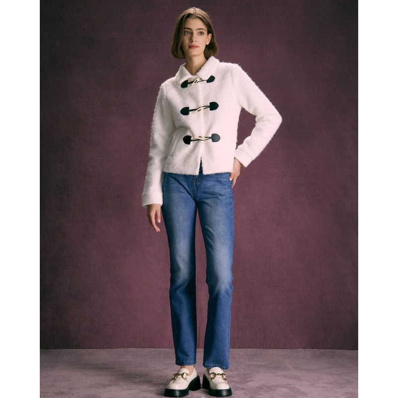 The White Horn Button Long Sleeve Jacket