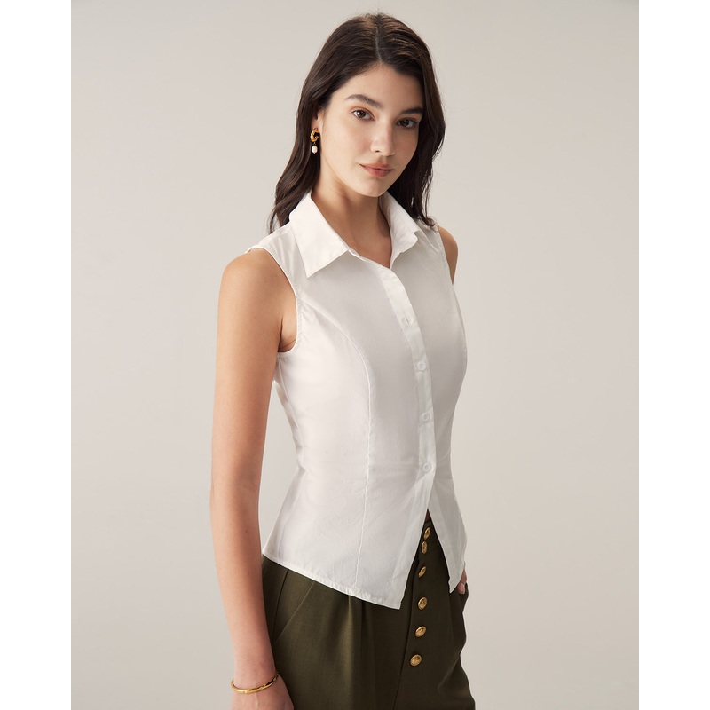 White Collared Single Breasted Vest