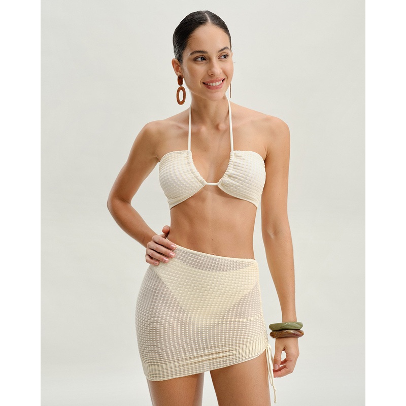 Beige Strapless Bikini Set