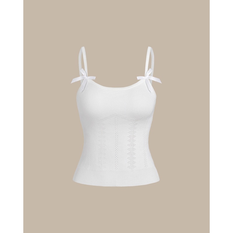 Bettydress – White Bowknot Cami Top