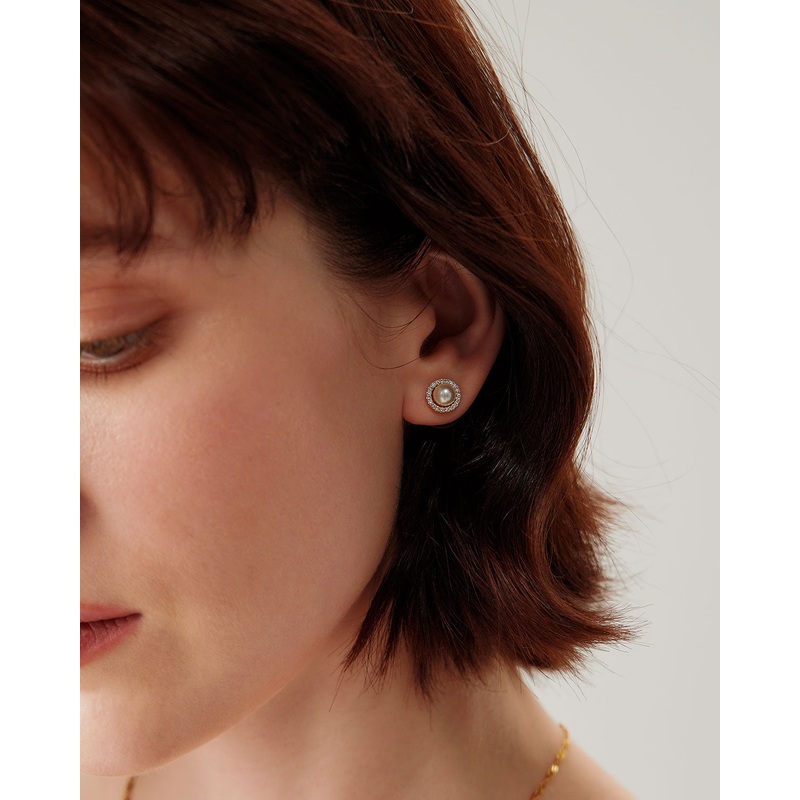 Gold Pearl Stud Earrings