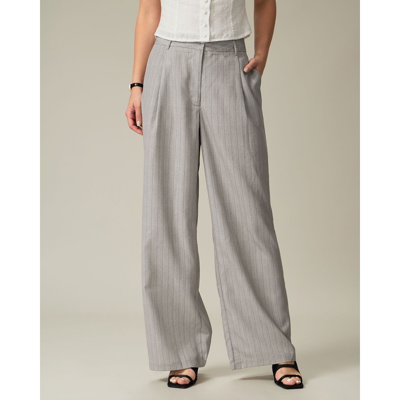 Khaki Striped Pocket Pants
