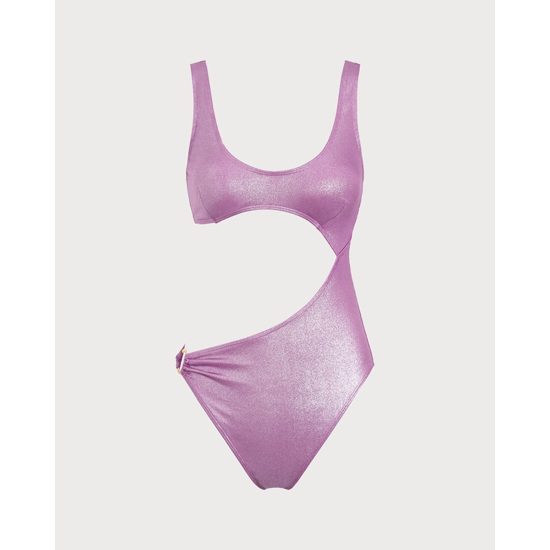Purple Sequins Cut Out Bikini Set
