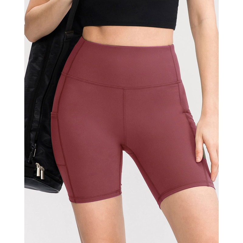 Red High Waisted Quick-drying Yoga Shorts