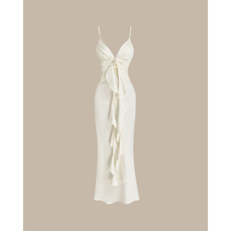 Apricot Bodycon Tassel Slip Maxi Dress
