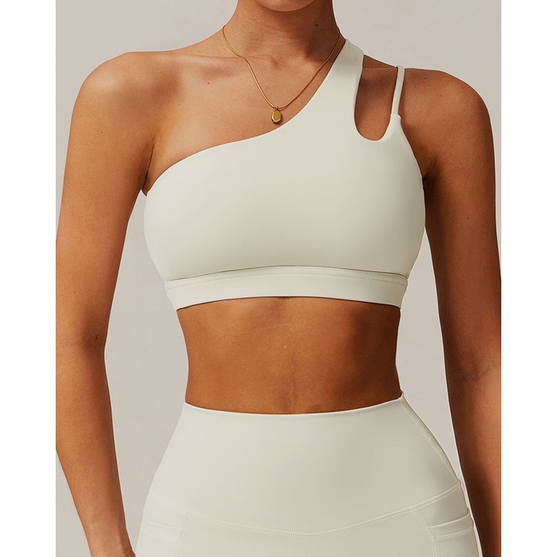 Apricot Cropped One Shoulder Yoga Cami Top