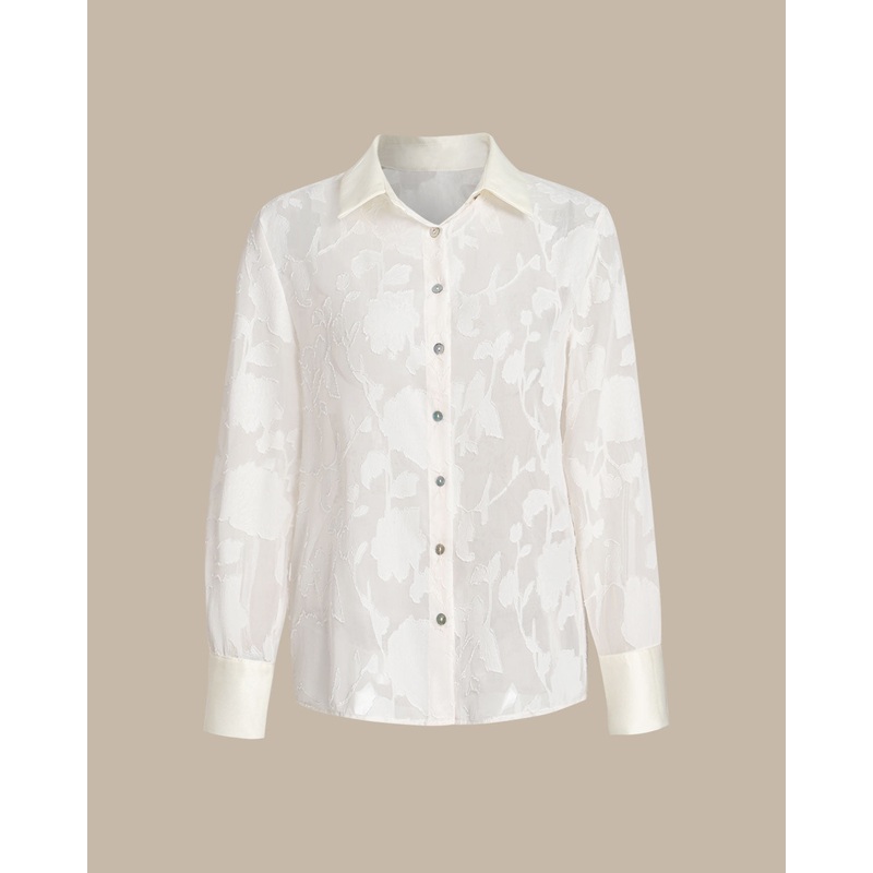 Apricot Floral Textured Button Shirt