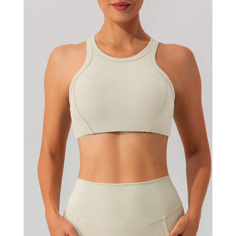Beige I-back Yoga Tank Top
