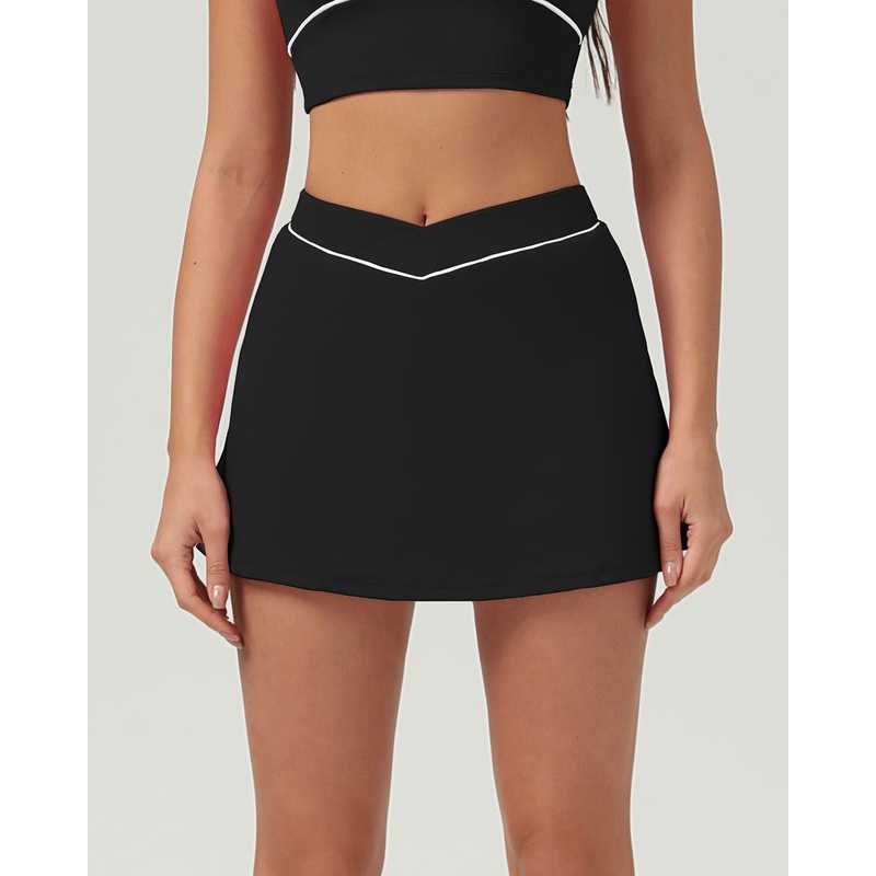 Black High Stretch A-Line Yoga Skirt