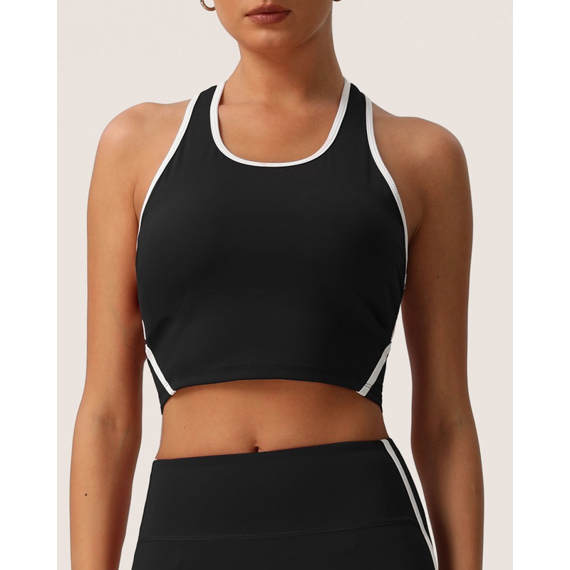 Black Scoop Neck Yoga Tank Top – Light Support