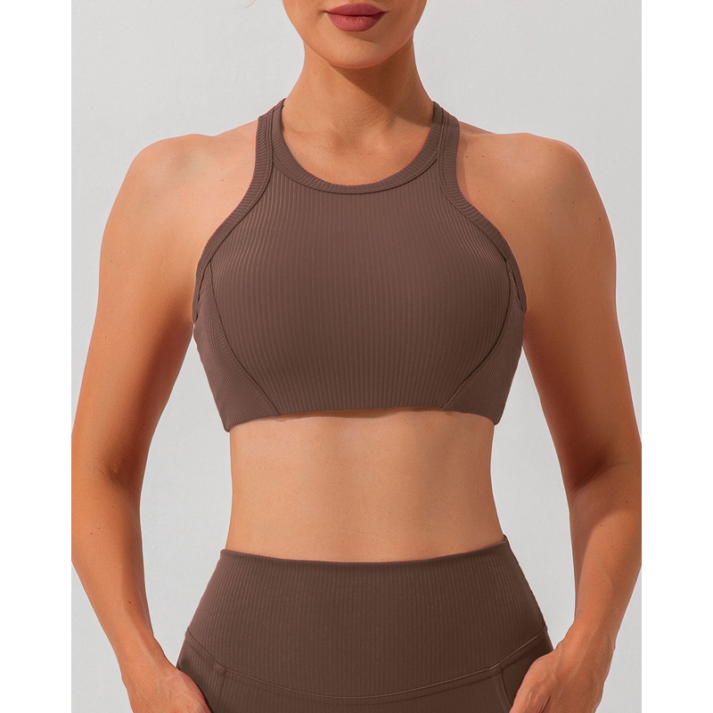 Brown I-back Yoga Tank Top