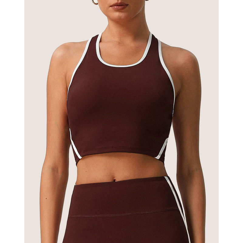 Brown Scoop Neck Yoga Tank Top – Light Support