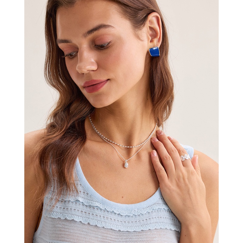 Metal Pearl Double Necklace