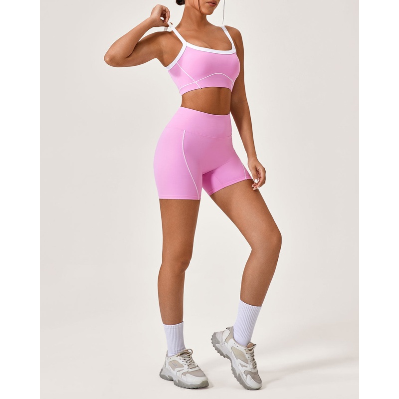 Pink Contrast Yoga Tank Top