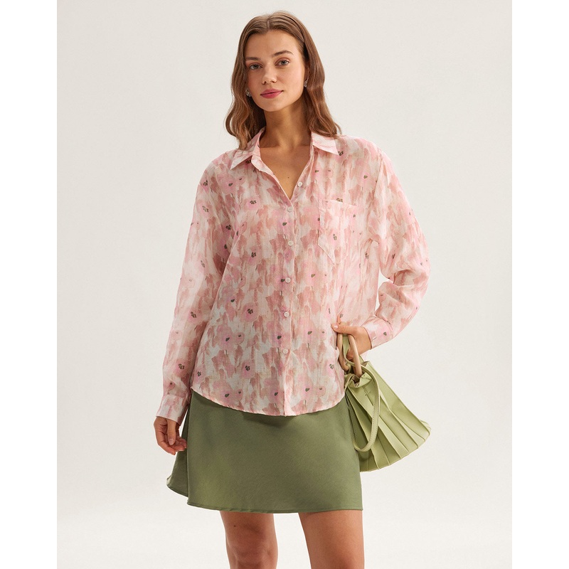 Pink Floral Lyocell Shirt