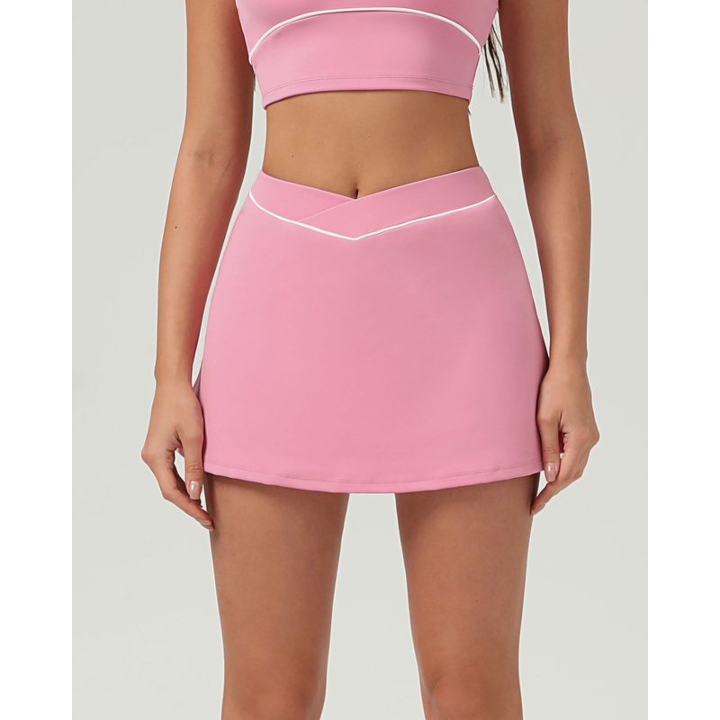 Pink High Stretch A-Line Yoga Skirt