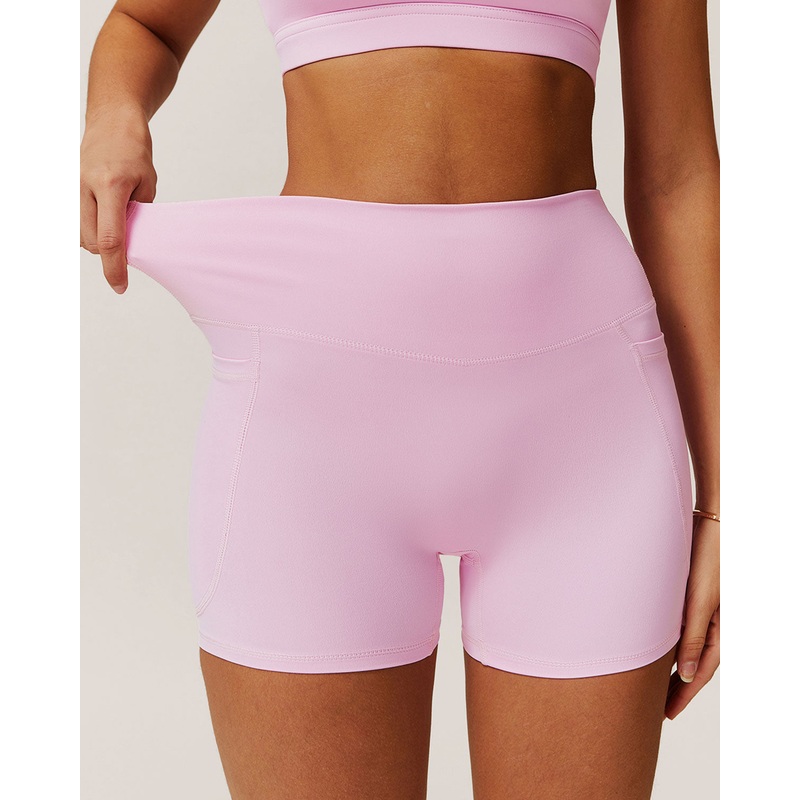 Pink Pocket High Waisted Yoga Shorts