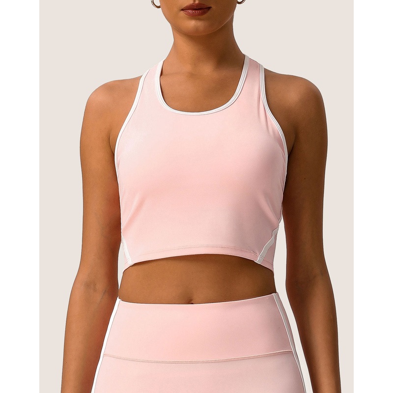 Pink Scoop Neck Yoga Tank Top – Light Support