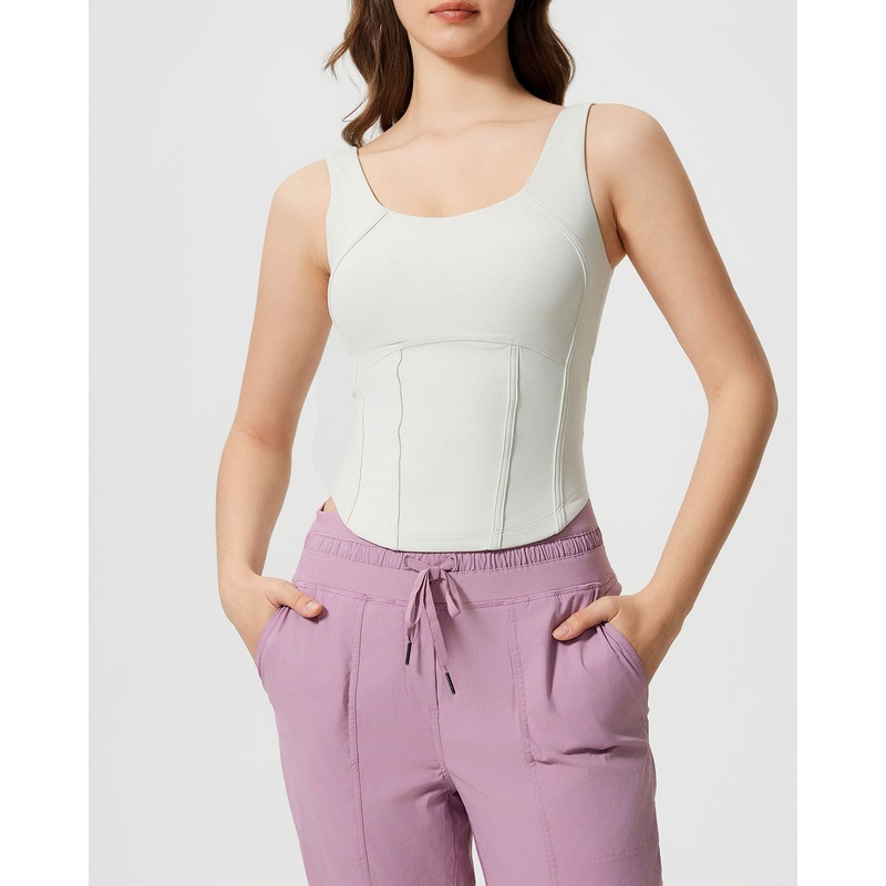 White Scoop Neck Yoga Tank Top