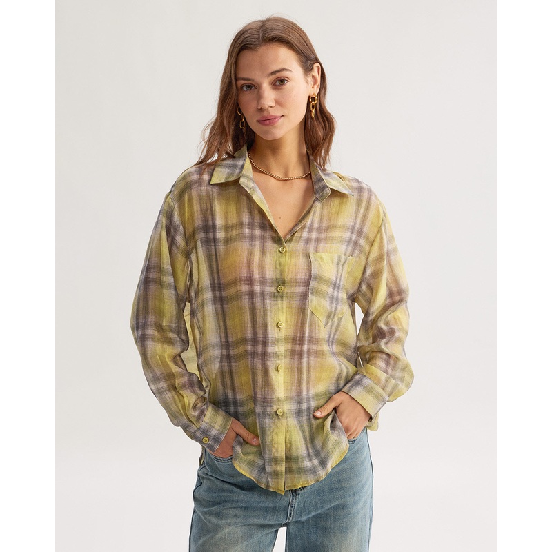 Yellow Plaid Lyocell Shirt