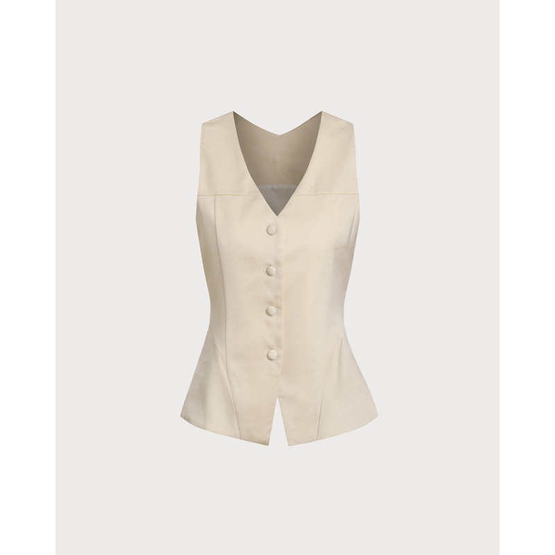 Apricot Textured Button Vest