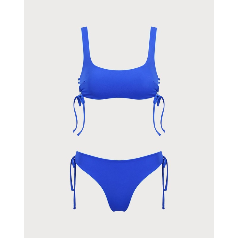 Blue Reversible Tie Bikini Set
