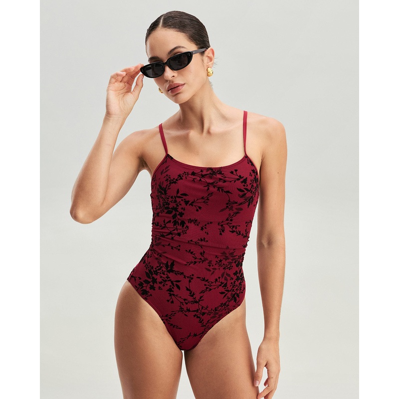 Red Floral One-Piece Swimsuit