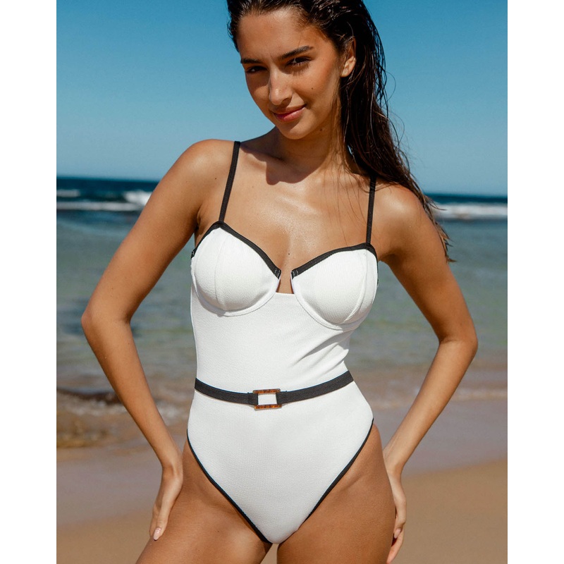 White Contrast One-Piece Swimsuit