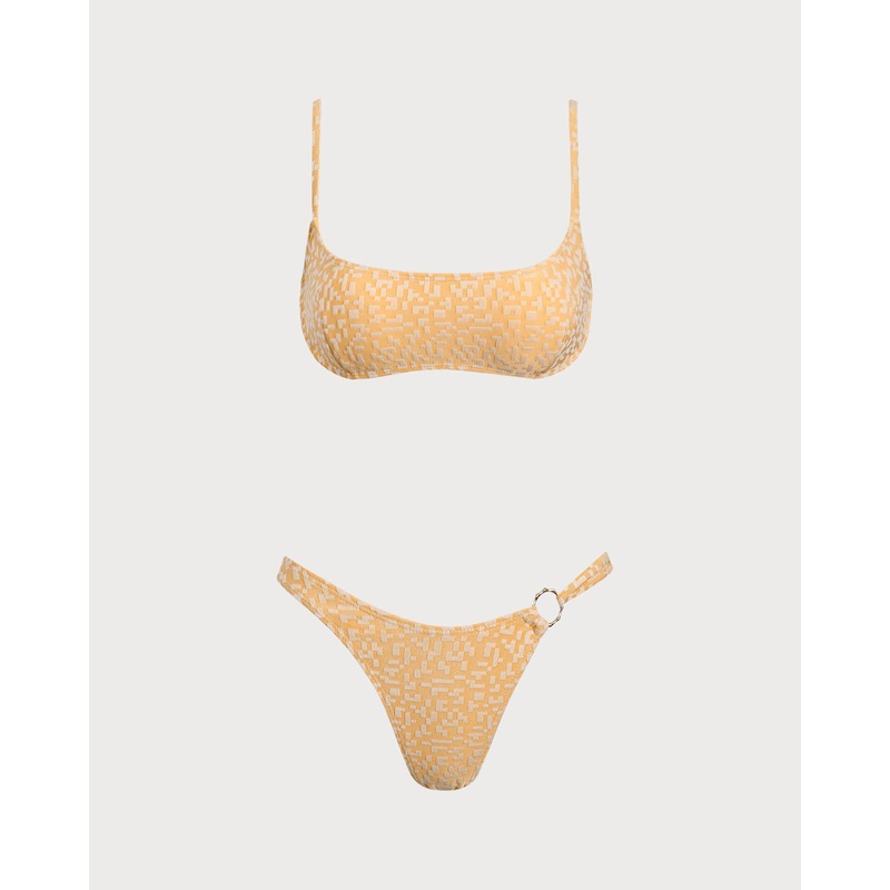 Yellow Geometric Bralette Bikini Set