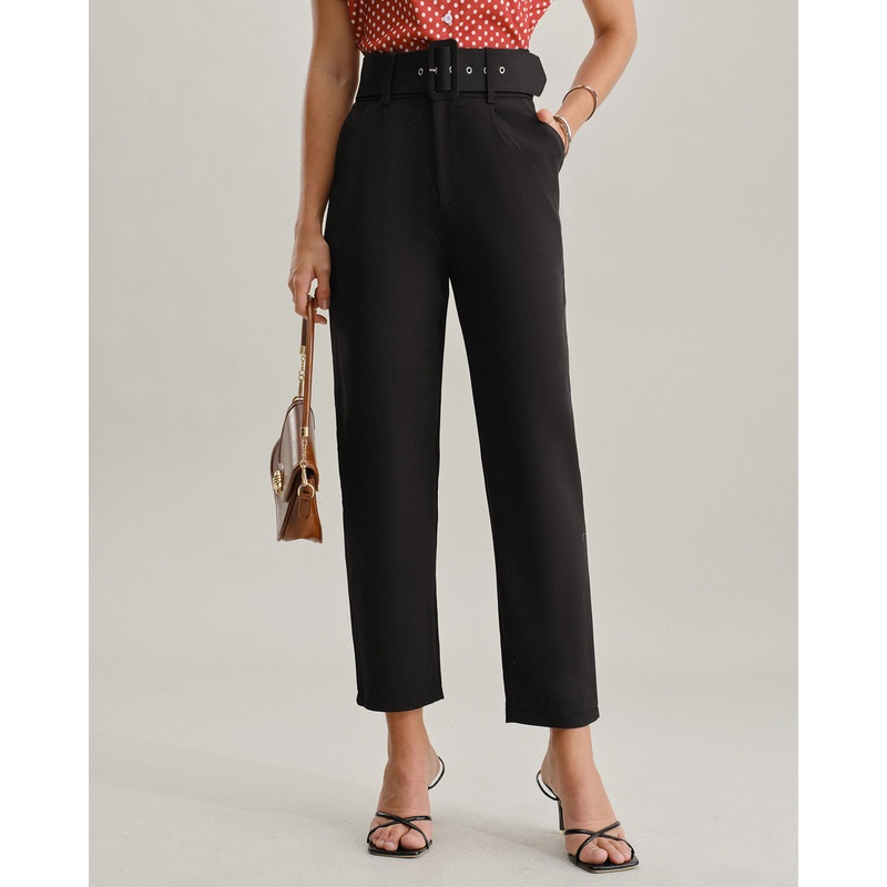Black Straight Pegged Pants
