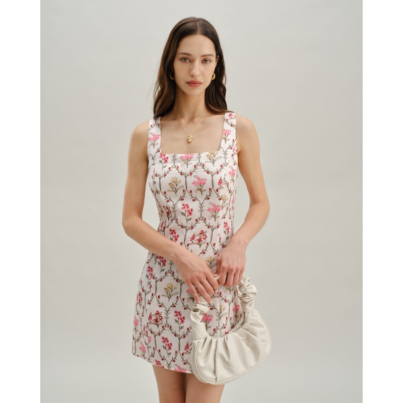 Floral Square Neck A-Line Slip Mini Dress