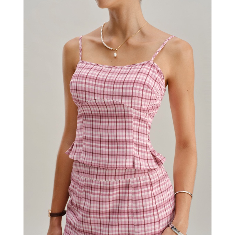 Pink Plaid Cami Top