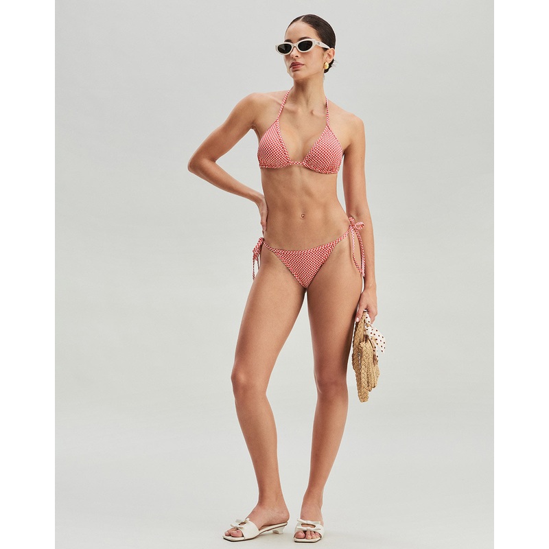 Red Plaid Triangle Bikini Set