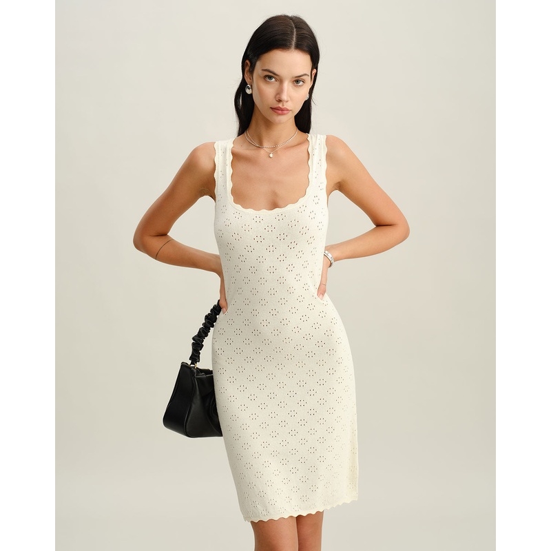 Apricot Square Neck Slip Sweater Dress