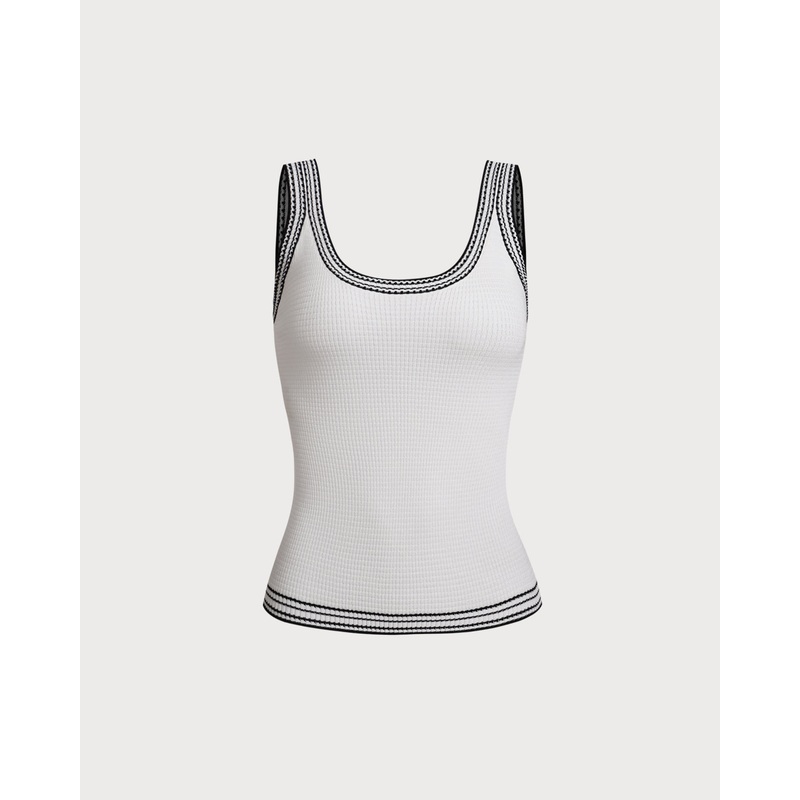 Black Contrast U Neck Cami Top