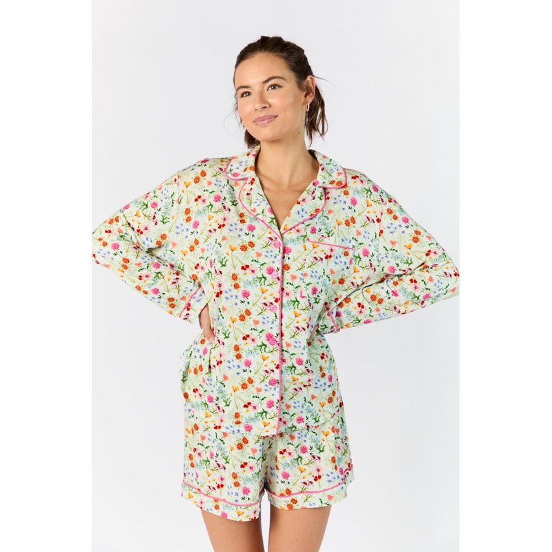 Good To Get Away Botanical Floral Long Sleeve Pajama Top