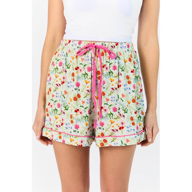 Good To Get Away Botanical Floral Pajama Shorts